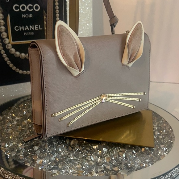 Kate Spade blush gray taupe rabbit crossbody wallet - Picture 6 of 15